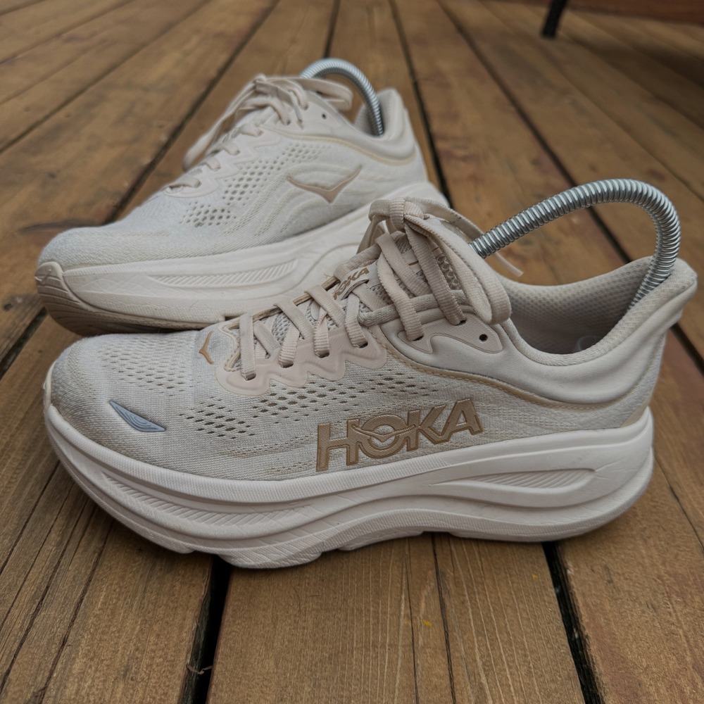 Hoka Bondi 9 Women Running Shoes Vanilla Champagne 1127896 VCH Size 8.5B